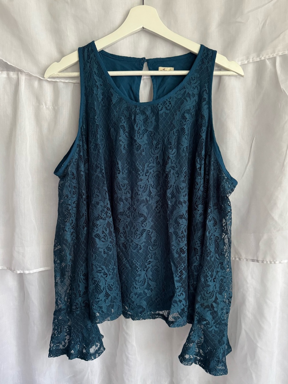 Hollister Lace Cold Shoulder Flare Long Sleeve Blouse